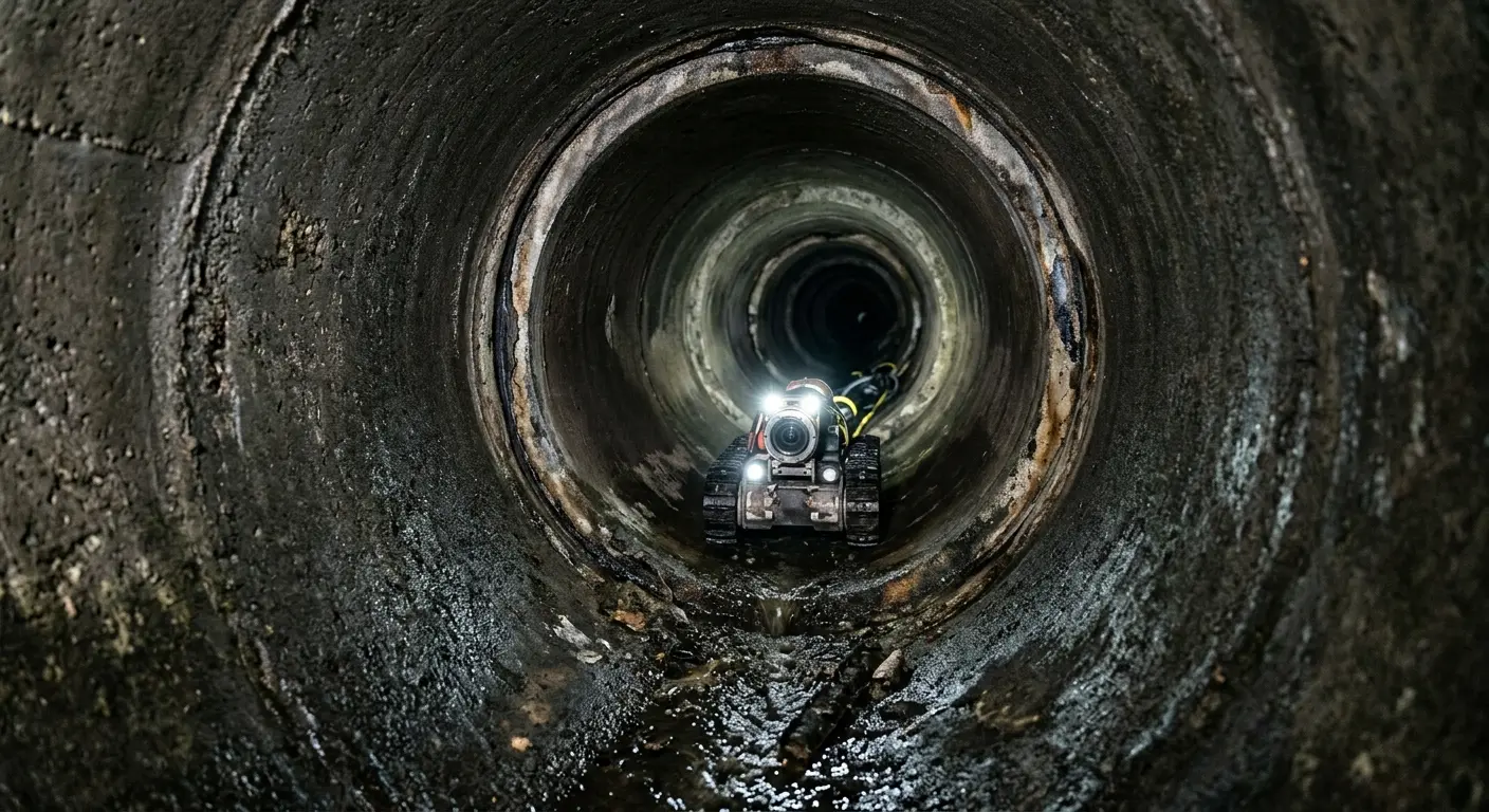 Robotic sewer camera inspecting pipe interior for Drain Snake Service in Myrtle Grove